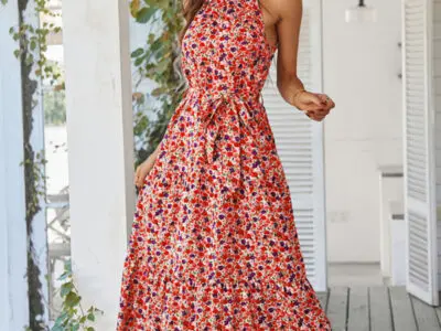 Multi-Tiered Floral-Print Resort Dress