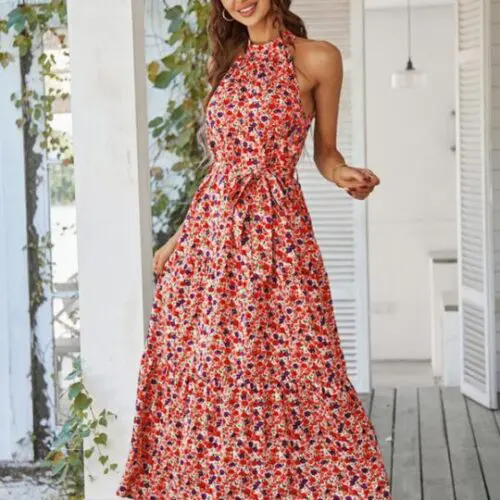 Multi-Tiered Floral-Print Resort Dress