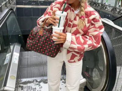 Loose Fit Print Quilted Coat