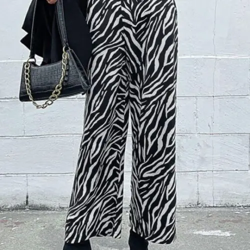 Zebra Stripes on the Commute | Elegant Wide-Leg Pants
