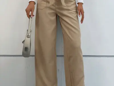 Solid Color Casual Trousers with a Straight-Cut