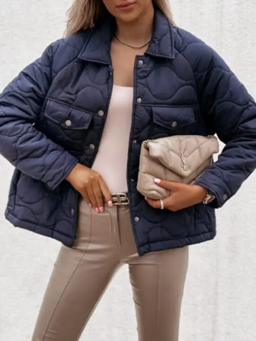 Long Sleeve Button-Adorned Cotton Coat