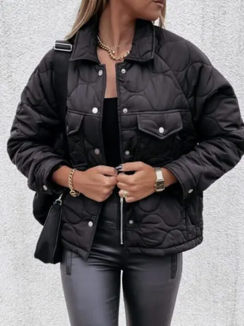 Long Sleeve Button-Adorned Cotton Coat