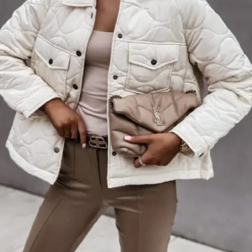 Long Sleeve Button-Adorned Cotton Coat