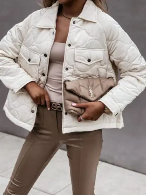 Long Sleeve Button-Adorned Cotton Coat