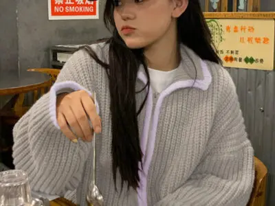 Zipper Lapel Loose-Knit Sweater