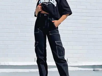 Fashionable patchwork straight multi-pocket overalls