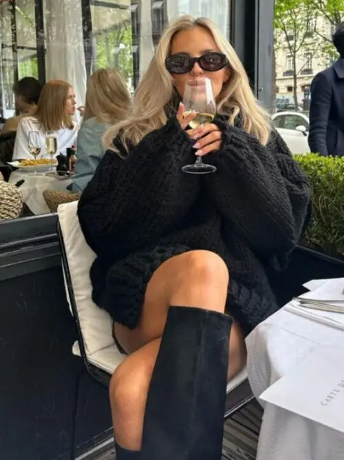 Fluffy Turtleneck Pullover Sweater with Long Sleeves