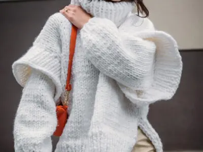 Fluffy Turtleneck Pullover Sweater with Long Sleeves