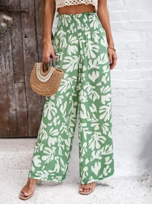 Elegant Geometric Loose Printed Trousers