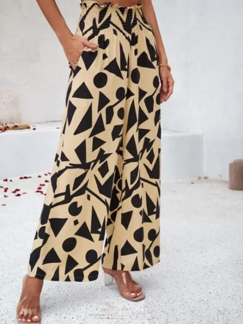 Elegant Geometric Loose Printed Trousers