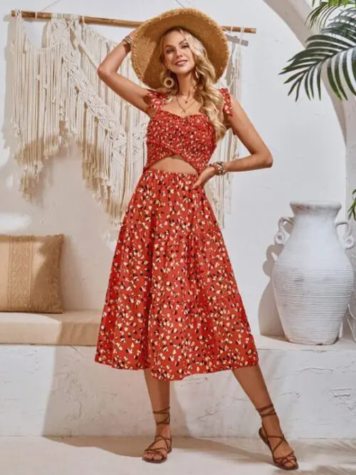 Tie-Strap Dress Featuring a Chic Hollow Design
