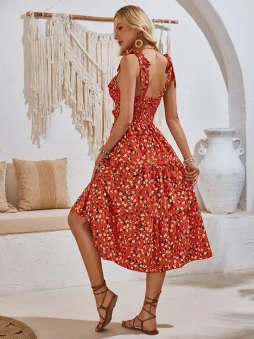 Tie-Strap Dress Featuring a Chic Hollow Design