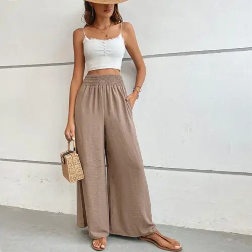 Flared Wide-Leg Pants in a Solid Color