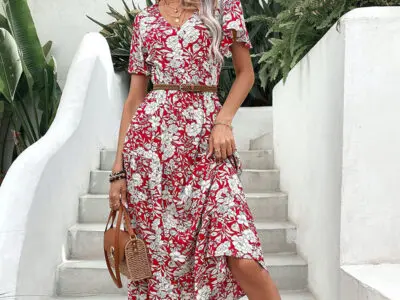 Chic Scarlet Printed Dress