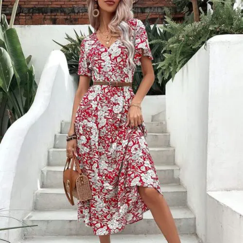 Chic Scarlet Printed Dress