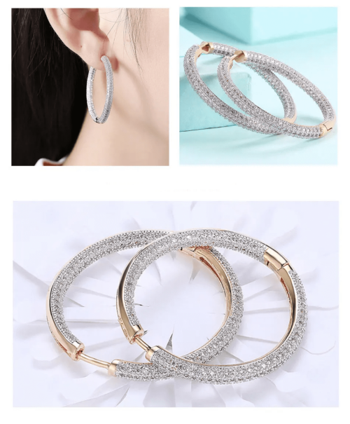 Radiant 925 Silver 18K Gold Hoop Earrings – Classic Wedding Jewelry for Women