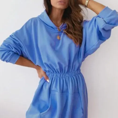 Waist Long Plus Fleece Hooded Sweat Dresser
