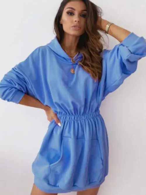Waist Long Plus Fleece Hooded Sweat Dresser