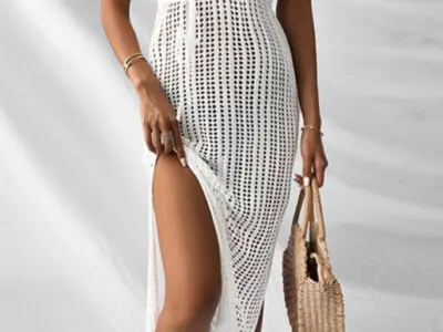 Sexy V-Neck Hollow Backless Sleeveless Dress Cover-Up