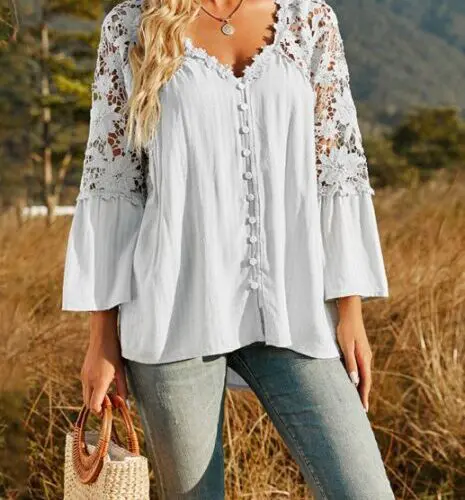 Deep V-Neck Chiffon Blouse