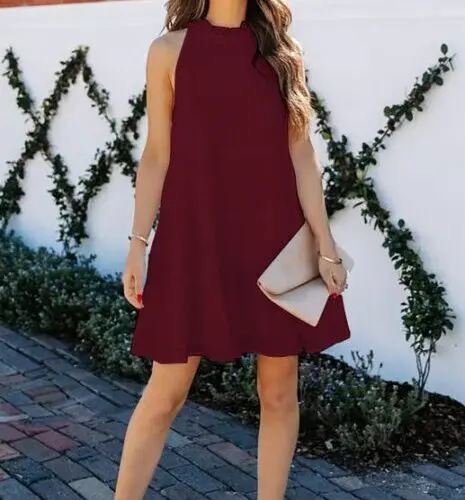 Sleeveless Solid Color Loose Dress