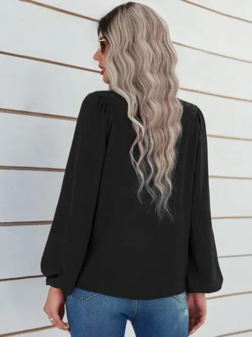 Casual Loose Round Neck Solid Color Pullover Shirt