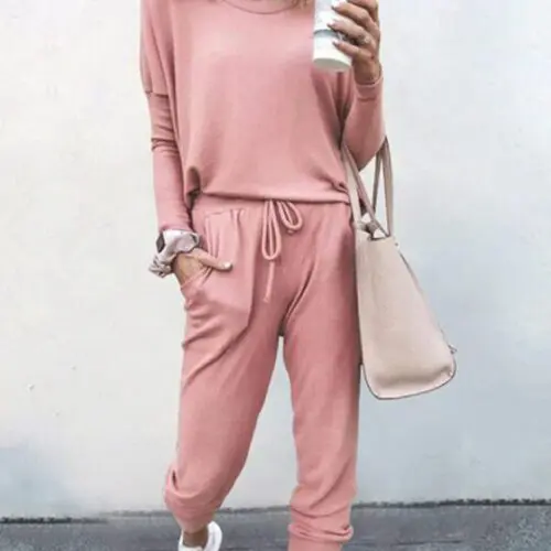 Chic Comfort Loose Solid Color Long Sleeve Casual Suit