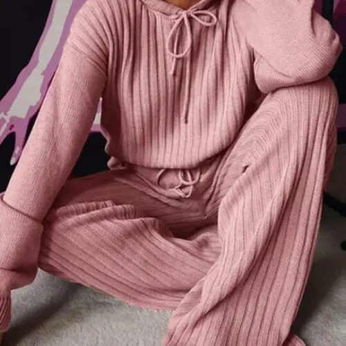 Comfortable Hooded Casual Suit with Long Sleeves