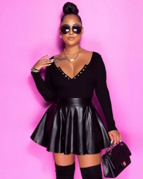 Chic High-Waist Swing Faux Leather Mini Skirt for Women