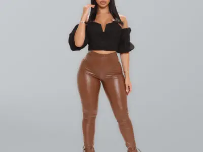 Micro Flared PU Leather Pants with Side Slit