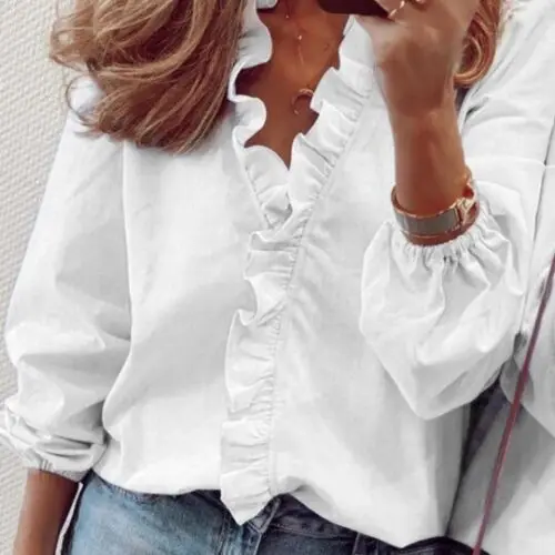 New Fashionable Design Long-sleeved Ruffled Shirt