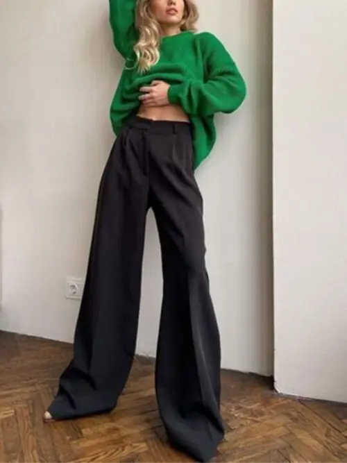 Versatile Slim Straight Suit Pants for Chic and Casual Commuter Style
