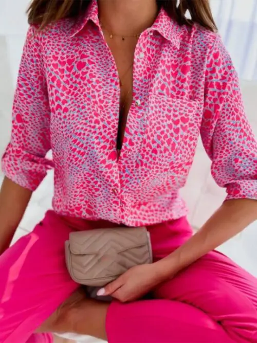 Printed Long Sleeve Shirt – Stylish Commuting Top