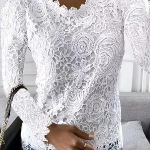 Casual and Elegant Long-Sleeved Lace Top