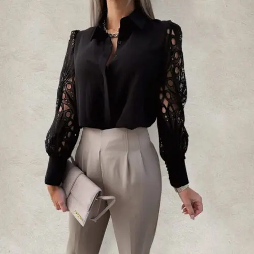 Women’s Color Lace Stitching Shirt