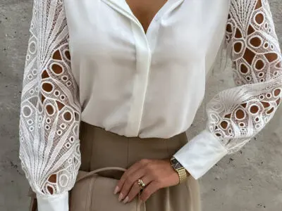 Women’s Color Lace Stitching Shirt