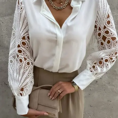 Women’s Color Lace Stitching Shirt