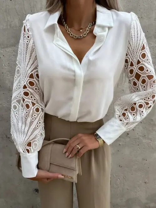 Women’s Color Lace Stitching Shirt