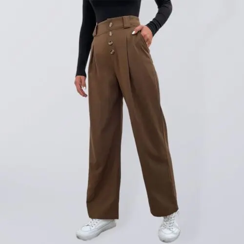 Effortlessly Stylish Button-Up Wide-Leg Trousers