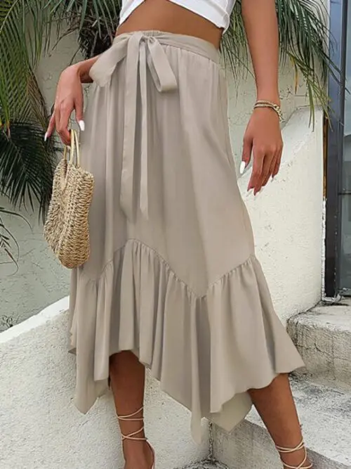 Irregular Mid-Length Skirt with Artful Splicing