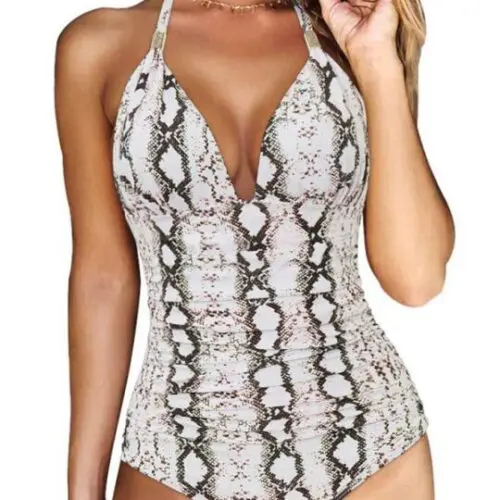 Conservative Backless Halter One-Piece Swimsuit