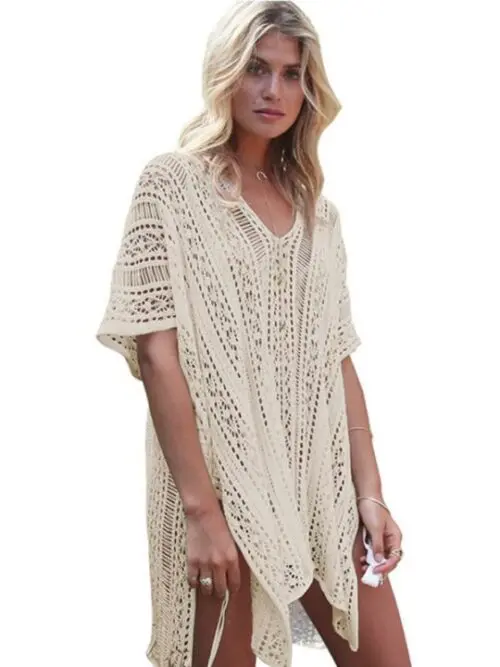 Knitted Sunscreen Swimsuit | Hollow Beach Holiday Bikini Blouse