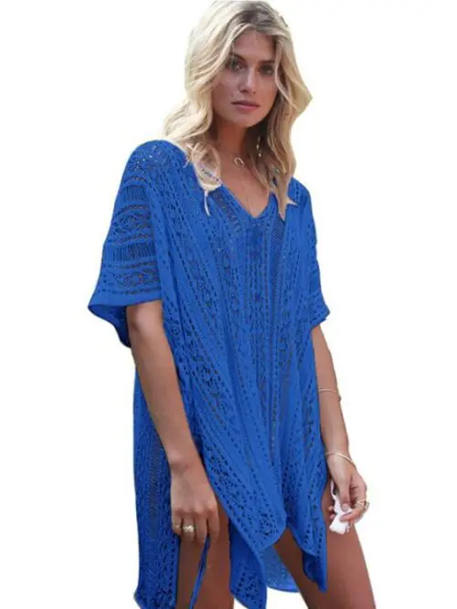 Knitted Sunscreen Swimsuit | Hollow Beach Holiday Bikini Blouse