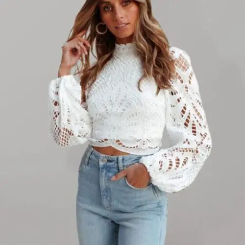 Elegant Hollow Lace Shirt |A Stylish and Sexy Choice Fashion