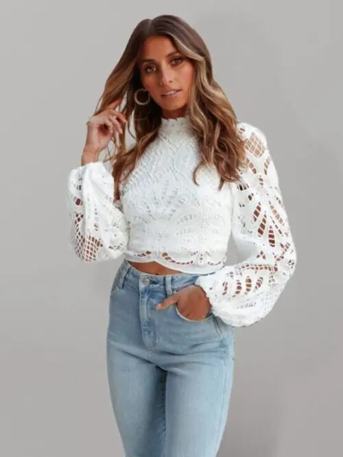 Elegant Hollow Lace Shirt |A Stylish and Sexy Choice Fashion