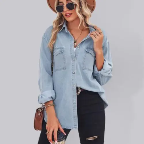 Lightweight Denim Long-Sleeved Shirt | Fresh and Stylish Design