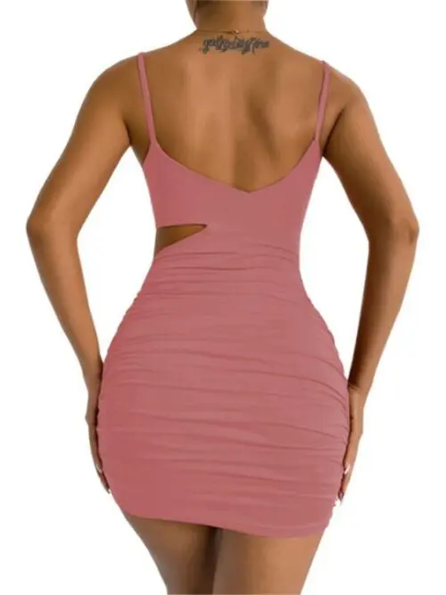 Solid Color Sexy Open Waist Camisole Dress