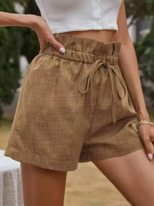 Stylish High-Waisted Lace-Up Wide Leg Shorts for Women