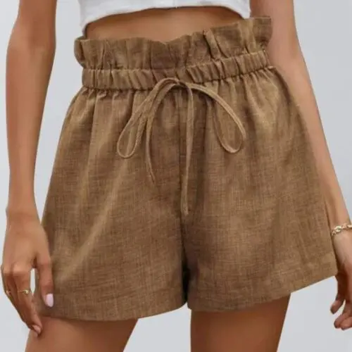 Stylish High-Waisted Lace-Up Wide Leg Shorts for Women